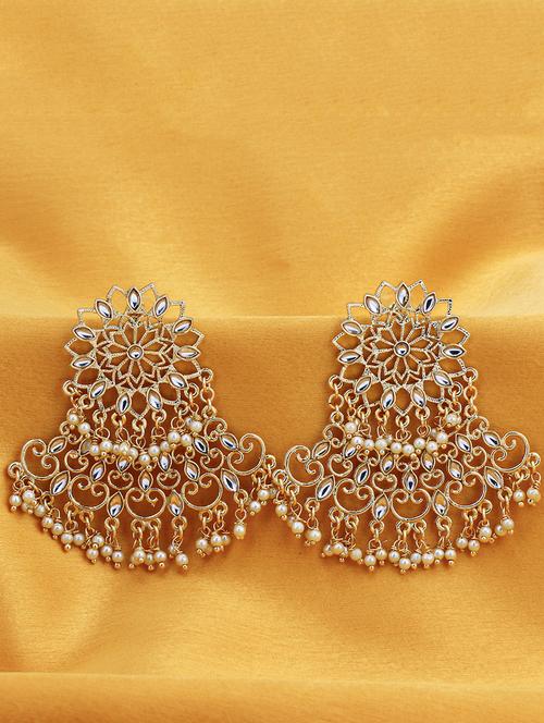 gold brass chandellier earring - 16965101 - Standard Image - 1