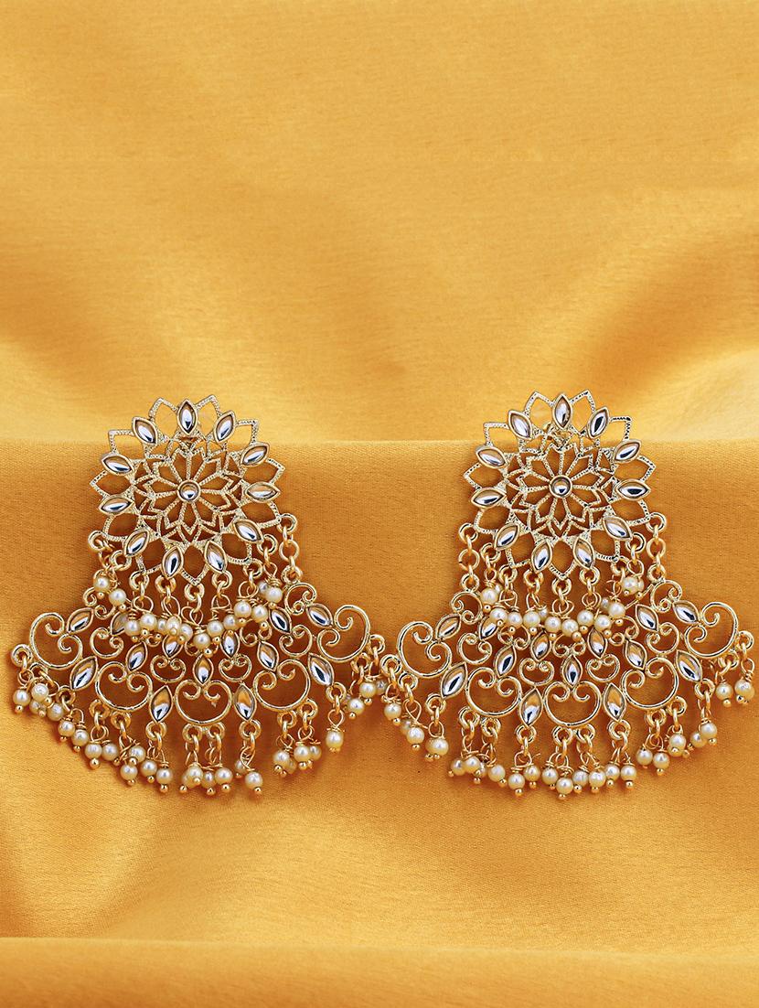 gold brass chandellier earring - 16965101 - Zoom Image - 1