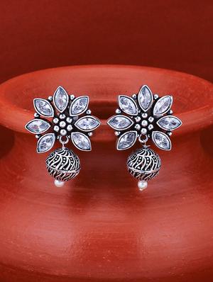 silver brass drop earring - 16965102 - Standard Image - 3