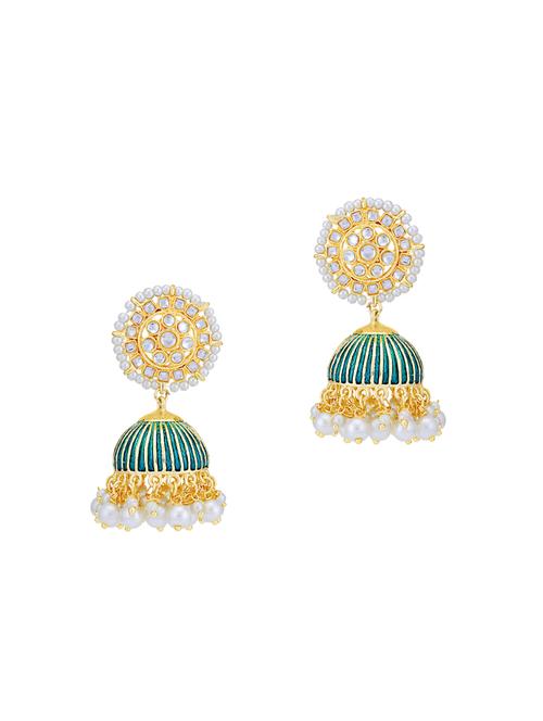 blue brass jhumka earring - 16965103 - Standard Image - 1
