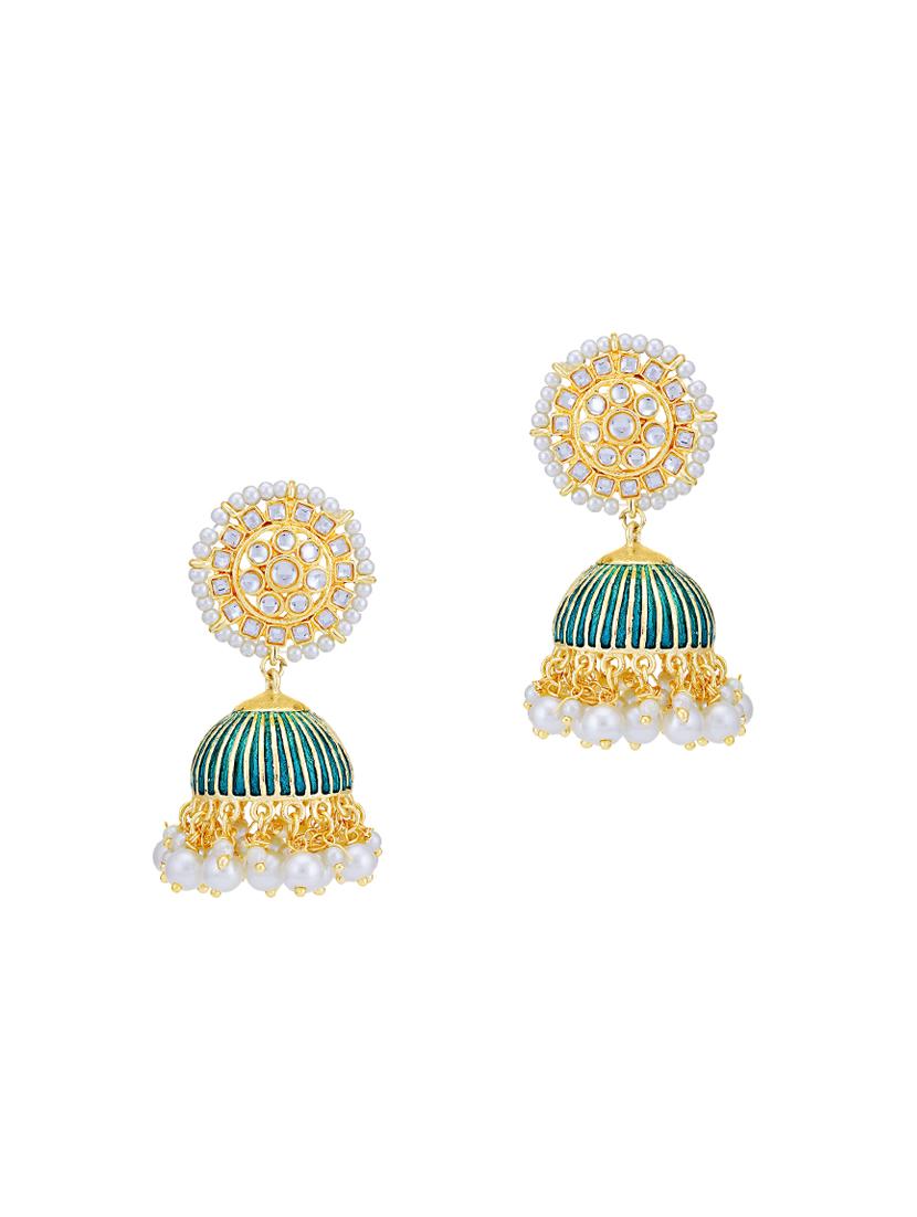 blue brass jhumka earring - 16965103 - Zoom Image - 1