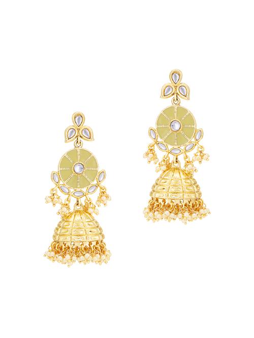 gold brass jhumka earring - 16965105 - Standard Image - 1