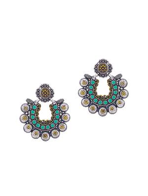 green brass chandballi earring - 16965117 - Standard Image - 2