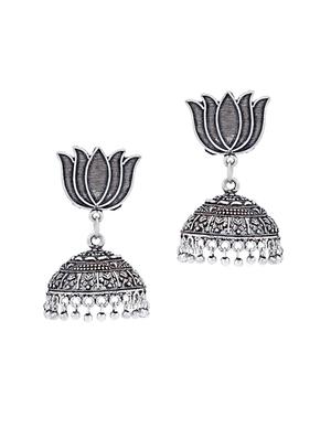 silver brass jhumka earring - 16965121 - Standard Image - 2