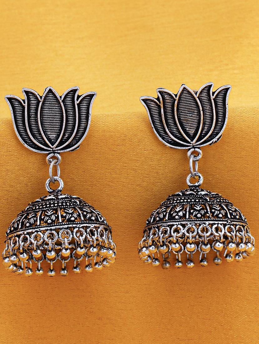 silver brass jhumka earring - 16965121 - Zoom Image - 1