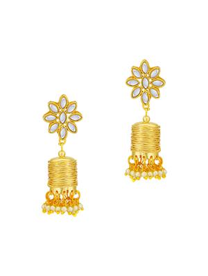 gold brass jhumka earring - 16965127 - Standard Image - 2