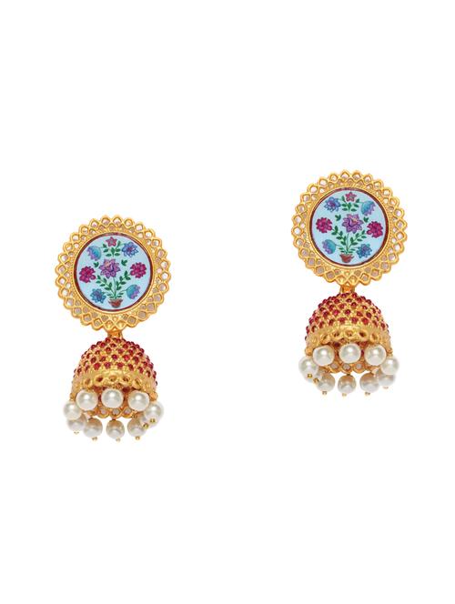 multi colored brass jhumka earring - 16965147 - Standard Image - 1