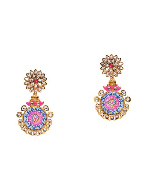 pink brass drop earring - 16965153 - Standard Image - 1
