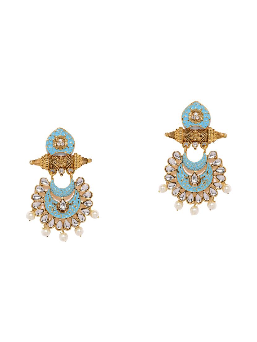 blue brass chandellier earring - 16965155 - Zoom Image - 1