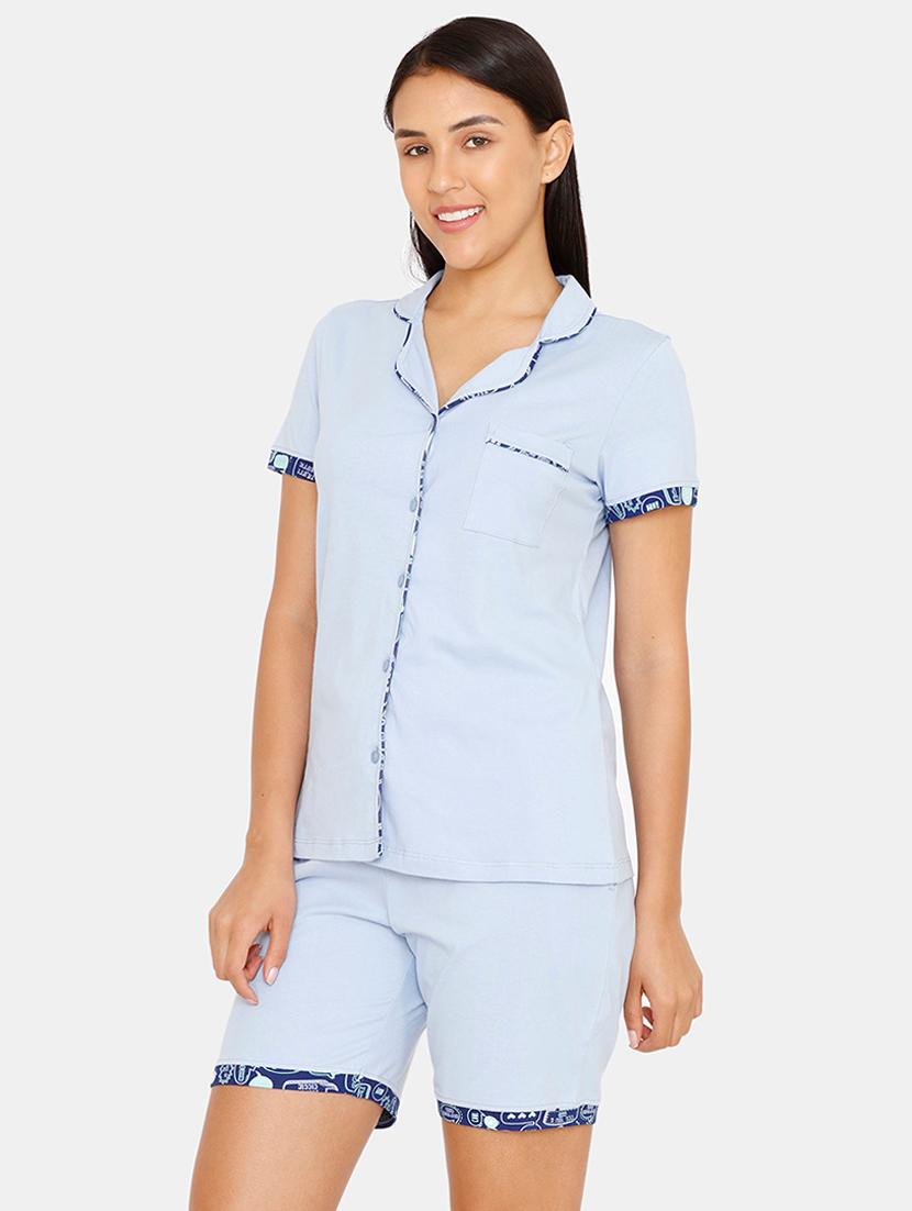solid shirt with shorts set - 16965222 - Zoom Image - 2