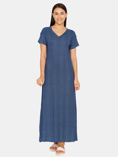 v-neck printed nighty - 16965562 - Standard Image - 1