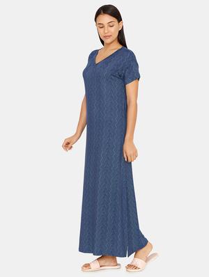 v-neck printed nighty - 16965562 - Standard Image - 2