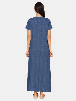 v-neck printed nighty - 16965562 - Standard Image - 3