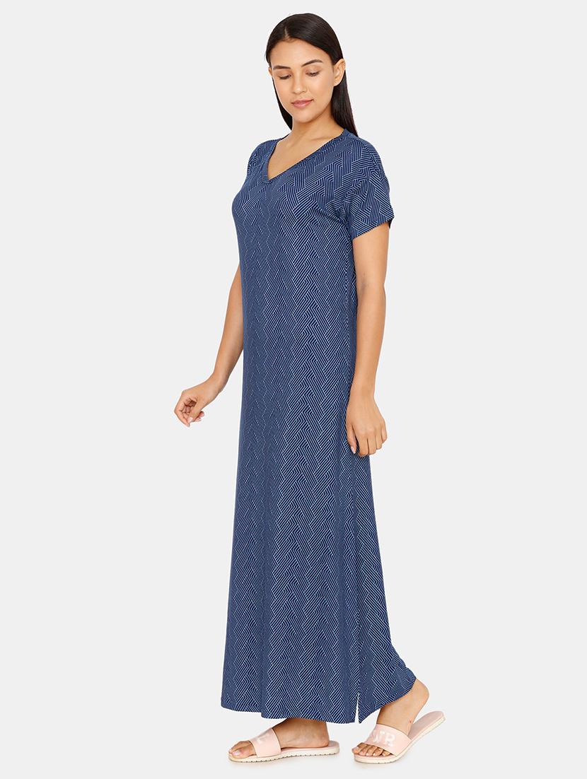 v-neck printed nighty - 16965562 - Zoom Image - 2
