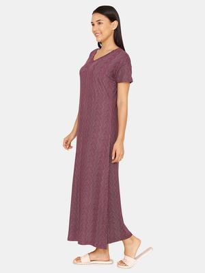 v-neck printed nighty - 16965563 - Standard Image - 2
