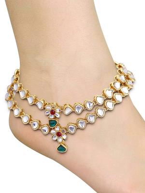 white brass anklets and payal - 16965622 - Standard Image - 3