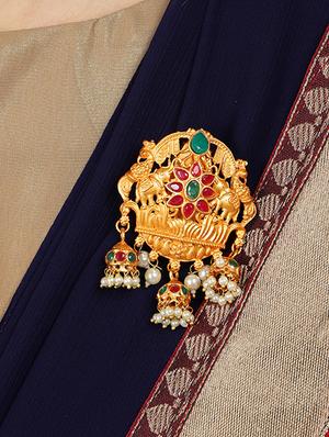 red brass saree pin body jewellery - 16965738 - Standard Image - 3