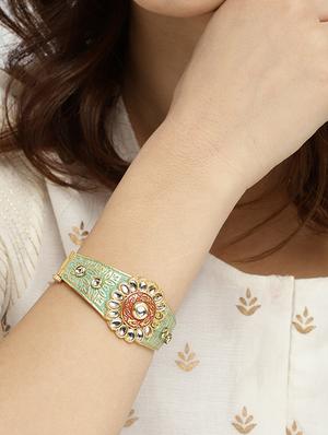 blue brass bangle bracelet - 16966027 - Standard Image - 4