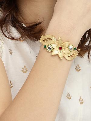 gold brass bangle bracelet - 16966028 - Standard Image - 5