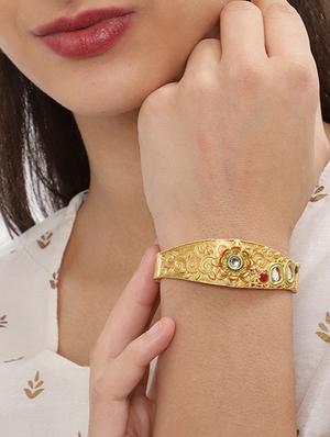 gold brass bangle bracelet - 16966035 - Standard Image - 5