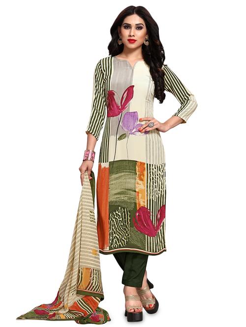 printed unstitched straight pant suit - 16966072 - Standard Image - 1