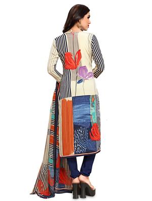 printed unstitched churidar suit - 16966073 - Standard Image - 2