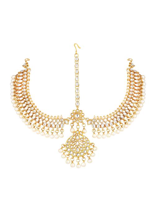gold brass maang teeka - 16966085 - Standard Image - 1