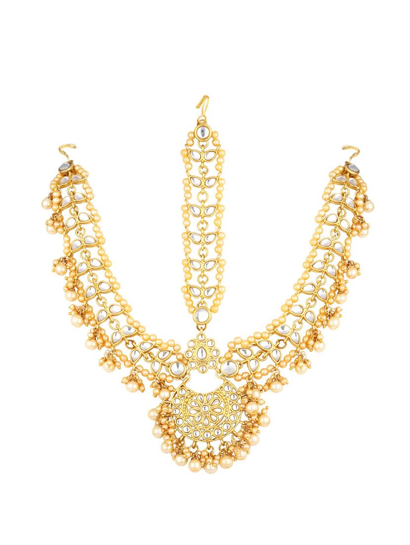 gold brass maang teeka - 16966086 - Zoom Image - 1