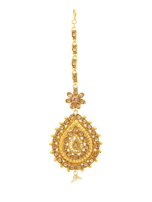 gold brass maang teeka - 16966088 - Standard Image - 1