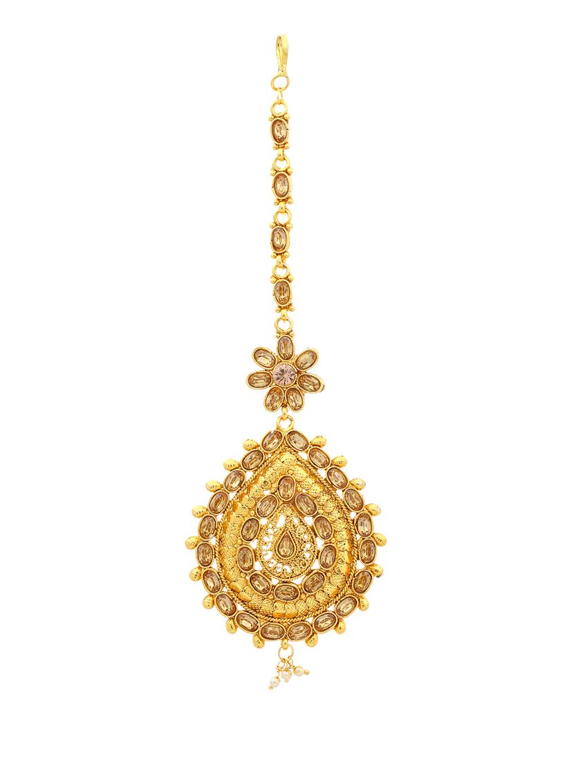 gold brass maang teeka - 16966088 - Zoom Image - 1