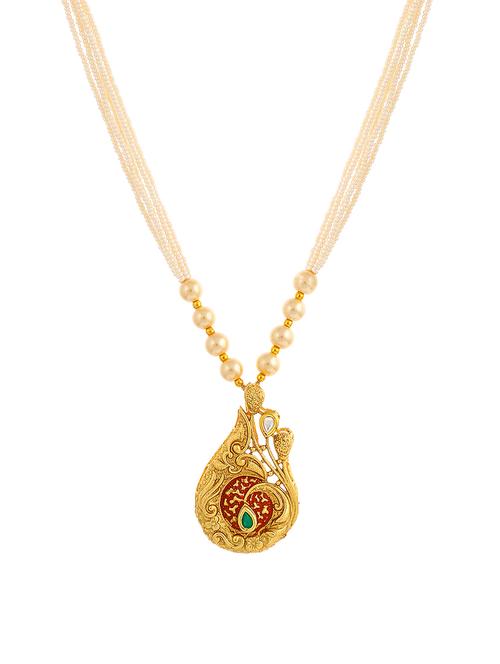 gold brass long necklace - 16966294 - Standard Image - 1