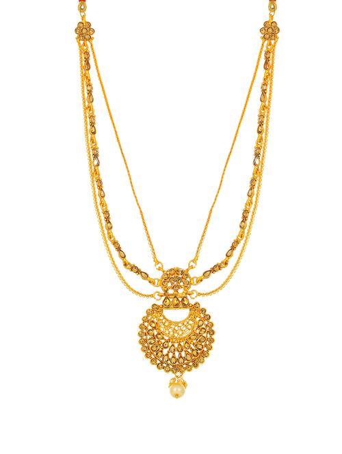 gold brass long necklace - 16966301 - Standard Image - 1