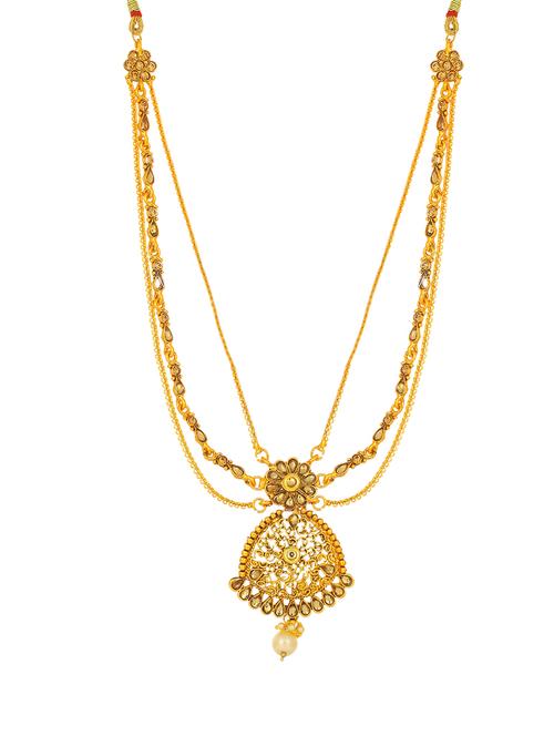 gold brass long necklace - 16966306 - Standard Image - 1