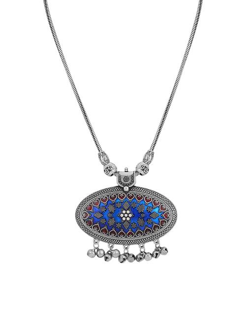 blue silver tone brass pendant - 16966478 - Standard Image - 1
