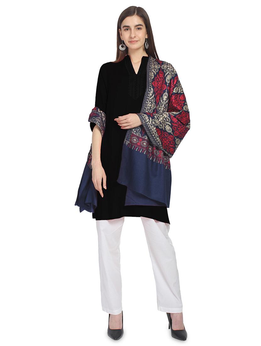 navy blue wool stole - 16966581 - Zoom Image - 3