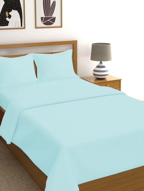 long staple cotton satin queen size bedsheet with elastic fitted sheet and 2 pillow covers - 16966590 - Standard Image - 1