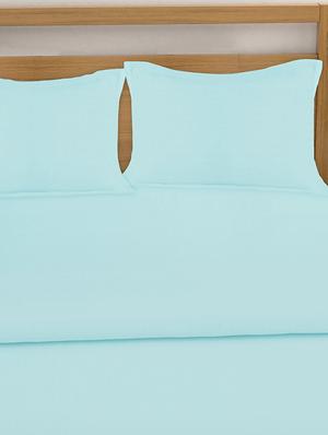 long staple cotton satin queen size bedsheet with elastic fitted sheet and 2 pillow covers - 16966590 - Standard Image - 3