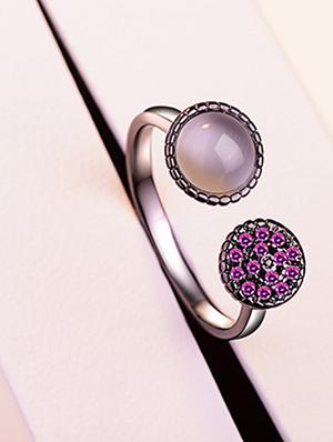 pink silver brass hand ring - 16966859 - Standard Image - 2
