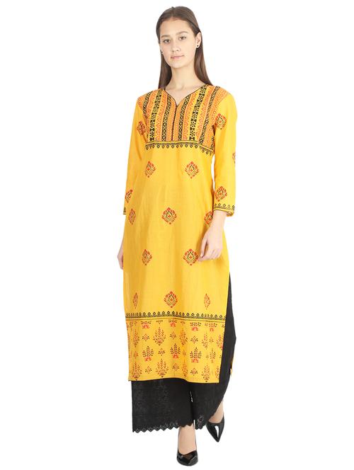 floral print straight kurta - 16966875 - Standard Image - 1