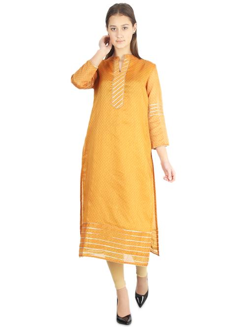 geometric chanderi straight kurta - 16966917 - Standard Image - 1