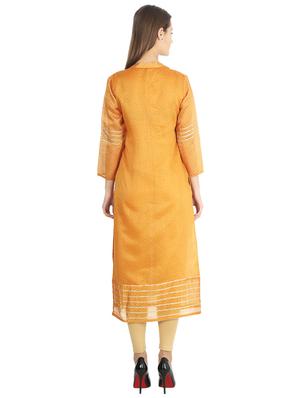 geometric chanderi straight kurta - 16966917 - Standard Image - 3