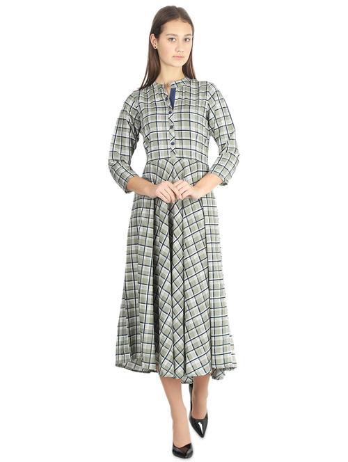 checkered flared ethnic dress - 16966921 - Standard Image - 1