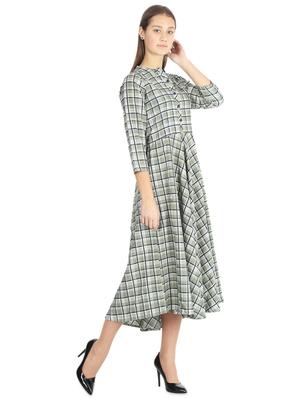 checkered flared ethnic dress - 16966921 - Standard Image - 2