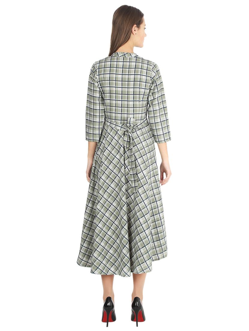 checkered flared ethnic dress - 16966921 - Zoom Image - 3