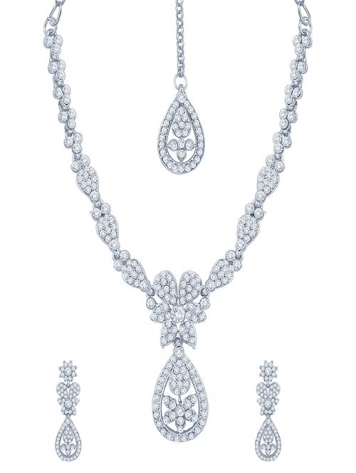 white brass necklaces and earring - 16967070 - Standard Image - 1