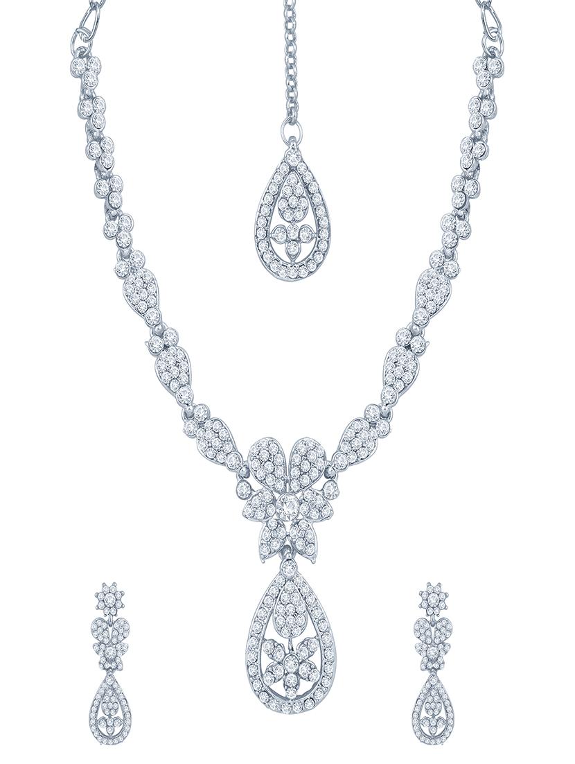 white brass necklaces and earring - 16967070 - Zoom Image - 1