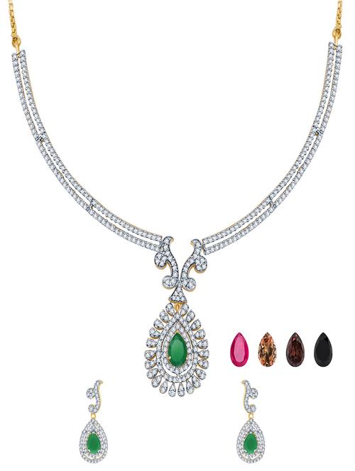 silver brass necklaces and earring - 16967073 - Standard Image - 1