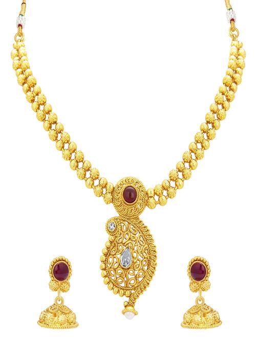 gold brass necklaces and earring - 16967143 - Standard Image - 1