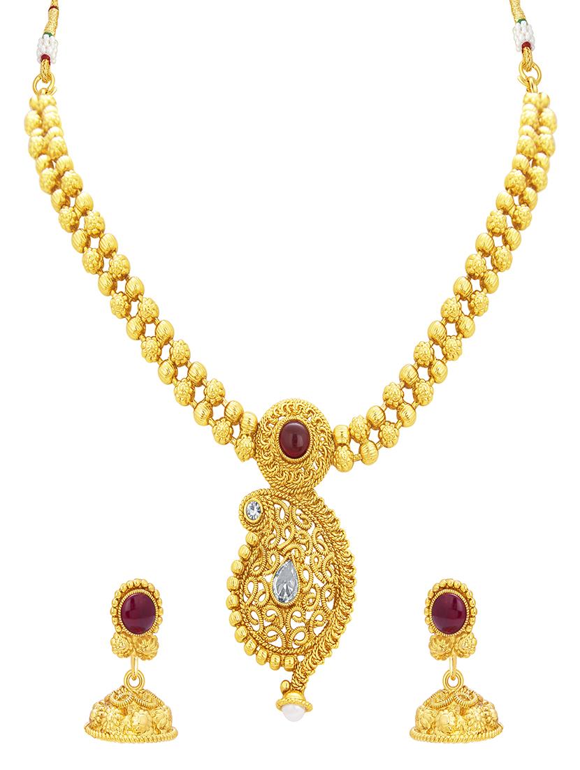 gold brass necklaces and earring - 16967143 - Zoom Image - 1