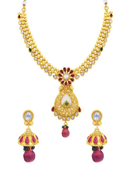 gold brass necklaces and earring - 16967146 - Standard Image - 1